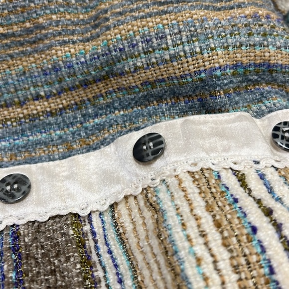 Yak Magik Boho Mixed Material Silk and Button Trimmed Blazer Size Large - Picture 6 of 12